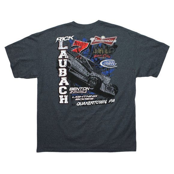 Rick Laubach Budweiser Nascar Racing Short Sleeve Graphic Print T Shirt Top XL - Picture 1 of 4